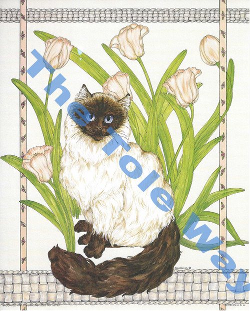 Kitty with Tulips (8x10)