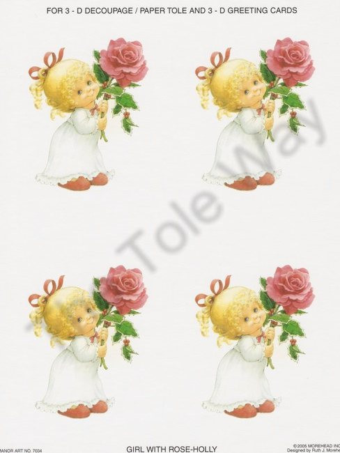 Girl With Rose (card sheet 7x9)