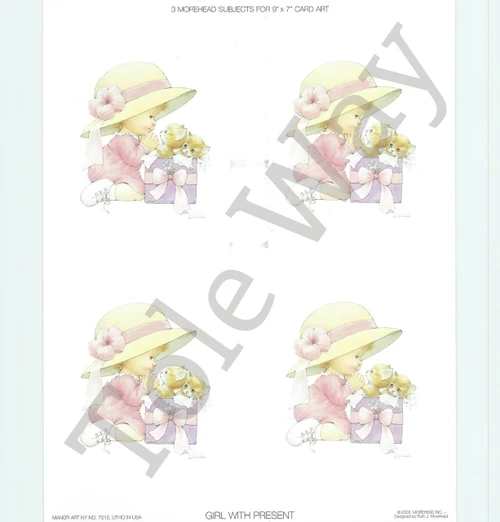 Girl with Present - card sheet