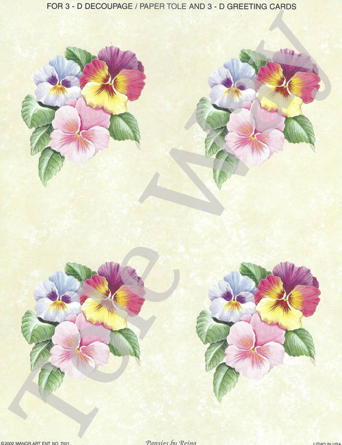 Pansies by Reina card sheet