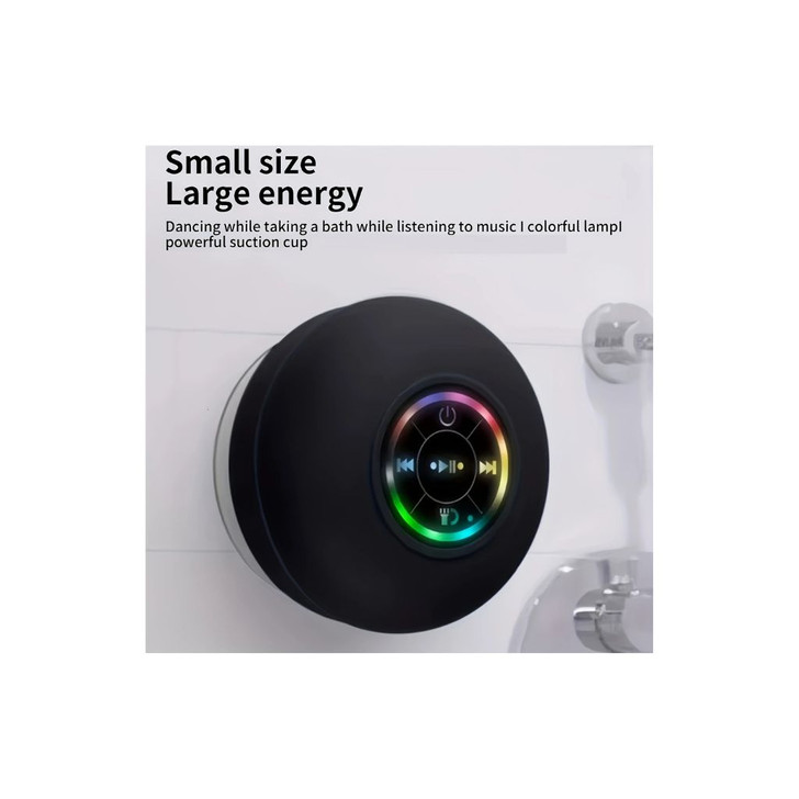 Suction Cup Wireless Speaker - RGB Mood Light, Anti-Drop Silicone Pad | Waterproof Portable Bluetooth Speaker for RV, Shower, Bathroom, Kitchen & Camping