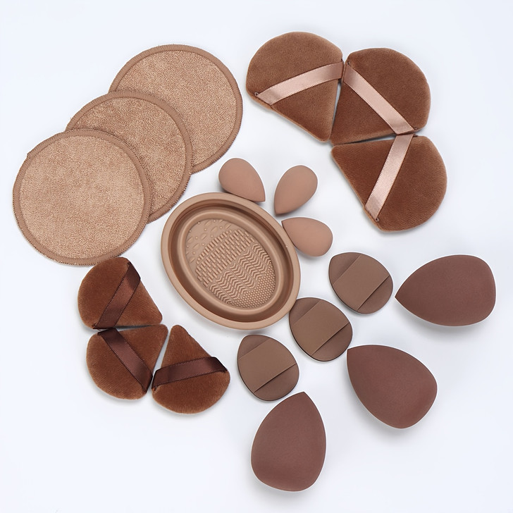 19pcs Cleaning Bowl Set, Multi-Functional Makeup Tools with Foundation Brush Cleaning Box, Beauty Sponge for Mixing BB Cream, Liquid Foundation, Loose Powder to Create Flawless Base, Also Suitable for Concealer and Blush, Eyeshadow Use, Water-Based L