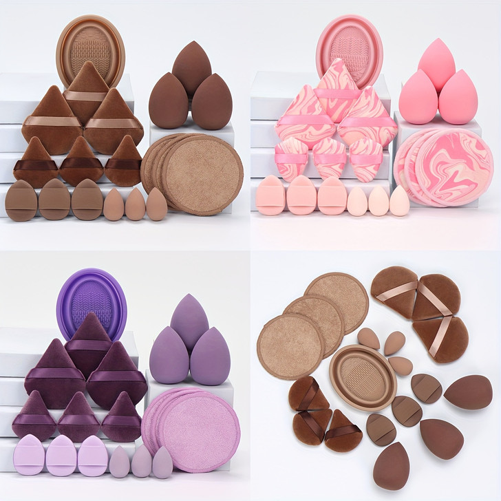 19pcs Cleaning Bowl Set, Multi-Functional Makeup Tools with Foundation Brush Cleaning Box, Beauty Sponge for Mixing BB Cream, Liquid Foundation, Loose Powder to Create Flawless Base, Also Suitable for Concealer and Blush, Eyeshadow Use, Water-Based L