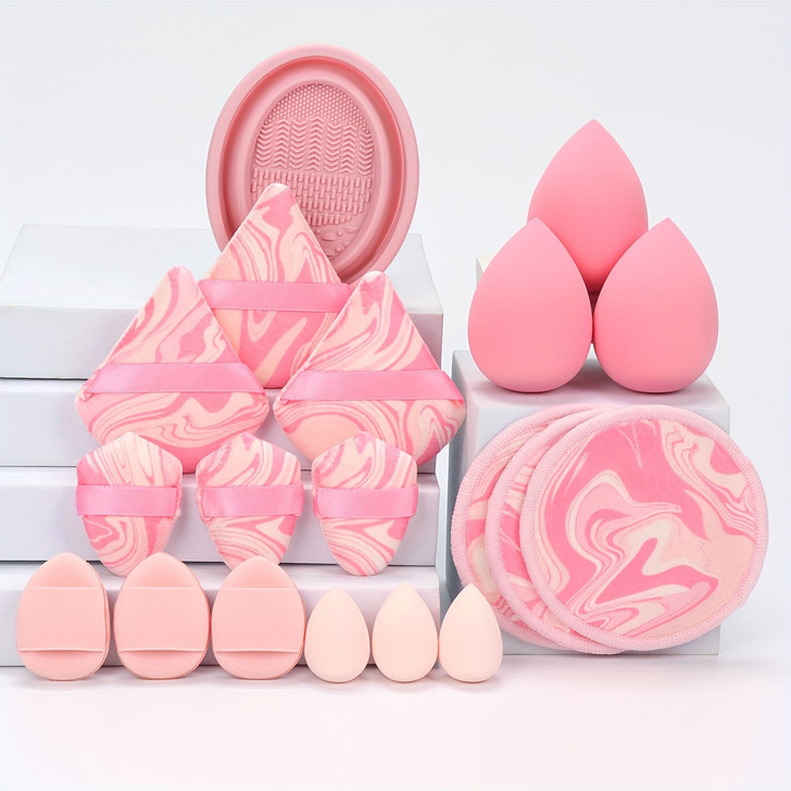 19pcs Cleaning Bowl Set, Multi-Functional Makeup Tools with Foundation Brush Cleaning Box, Beauty Sponge for Mixing BB Cream, Liquid Foundation, Loose Powder to Create Flawless Base, Also Suitable for Concealer and Blush, Eyeshadow Use, Water-Based L