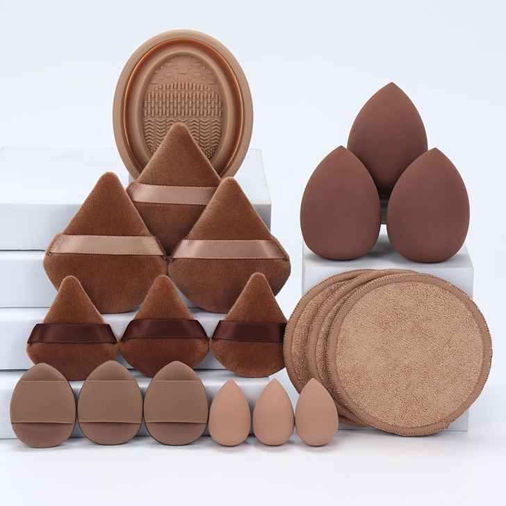 19pcs Cleaning Bowl Set, Multi-Functional Makeup Tools with Foundation Brush Cleaning Box, Beauty Sponge for Mixing BB Cream, Liquid Foundation, Loose Powder to Create Flawless Base, Also Suitable for Concealer and Blush, Eyeshadow Use, Water-Based L