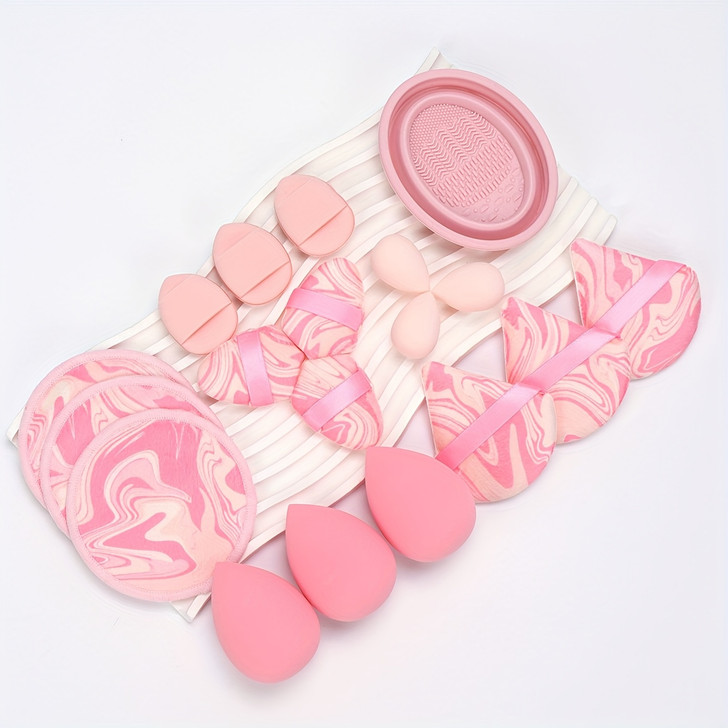 19pcs Cleaning Bowl Set, Multi-Functional Makeup Tools with Foundation Brush Cleaning Box, Beauty Sponge for Mixing BB Cream, Liquid Foundation, Loose Powder to Create Flawless Base, Also Suitable for Concealer and Blush, Eyeshadow Use, Water-Based L