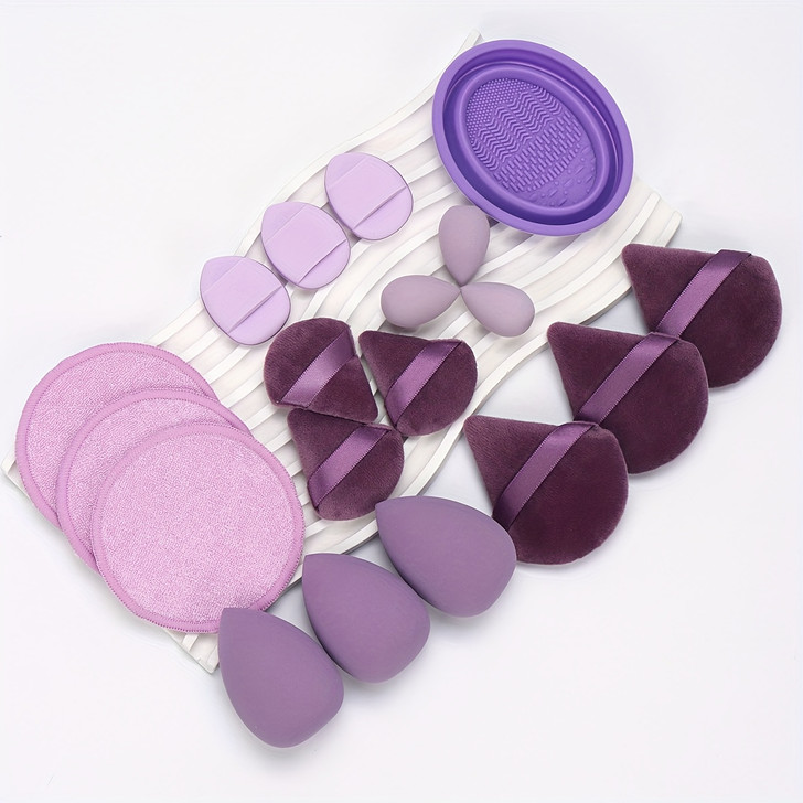 19pcs Cleaning Bowl Set, Multi-Functional Makeup Tools with Foundation Brush Cleaning Box, Beauty Sponge for Mixing BB Cream, Liquid Foundation, Loose Powder to Create Flawless Base, Also Suitable for Concealer and Blush, Eyeshadow Use, Water-Based L
