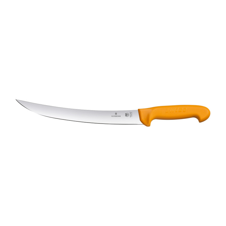 Swibo Butchers Knife,22cm Curved Stiff Blade - Yellow