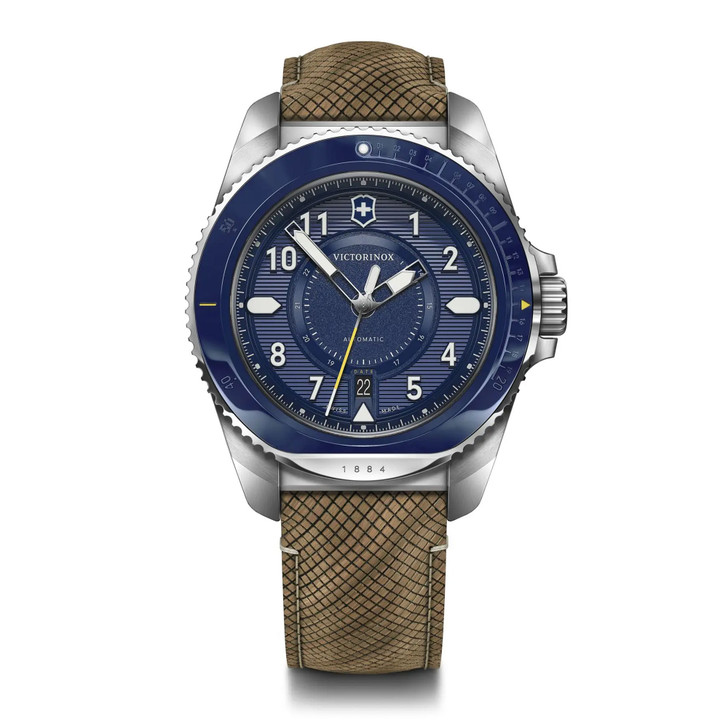 Journey 1884 Automatic - blue dial / brown wood & blue rubber straps