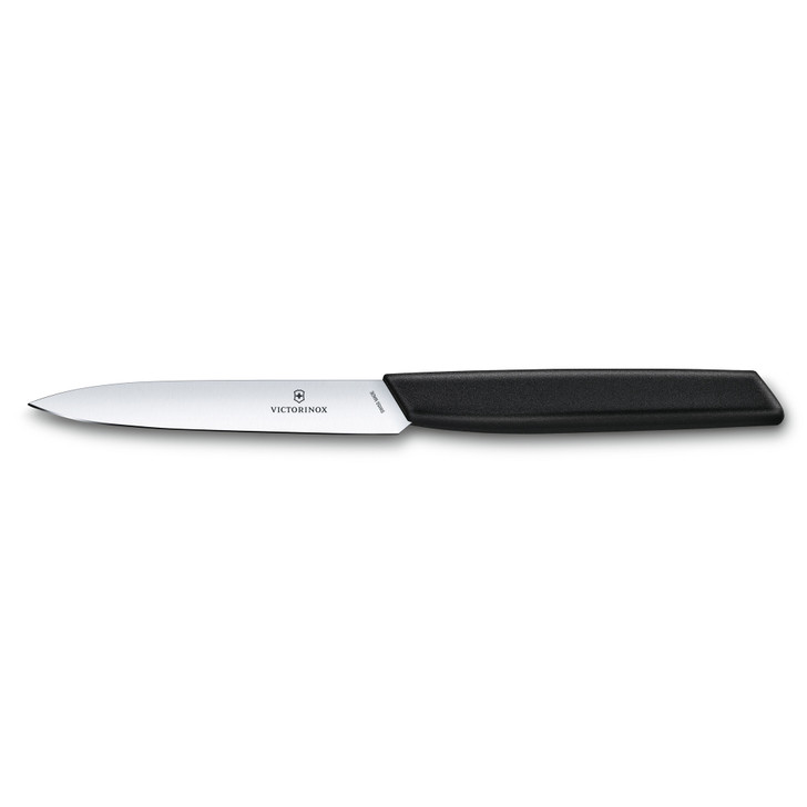 Swiss Modern Paring Knife, 10cm Straight Edge - Black
