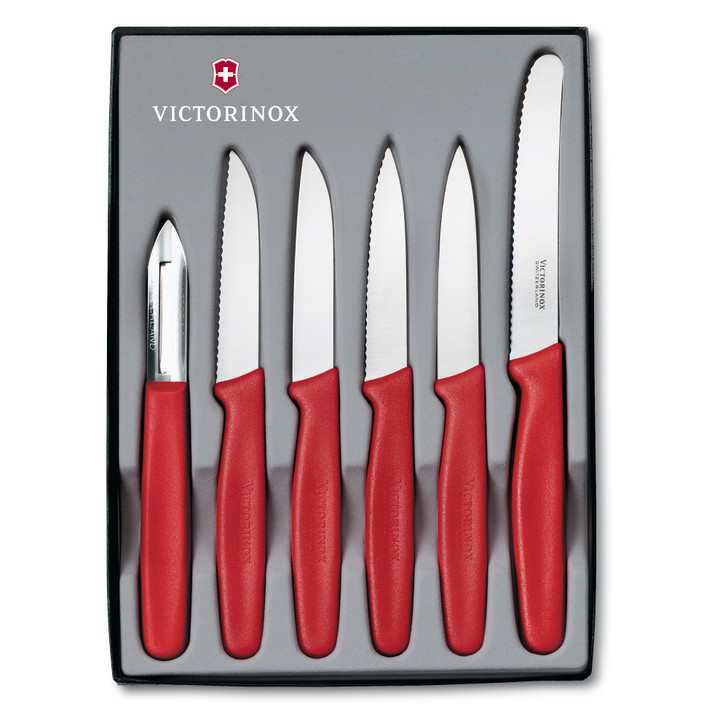 Paring Knife Set,6pc,Nylon - Red
