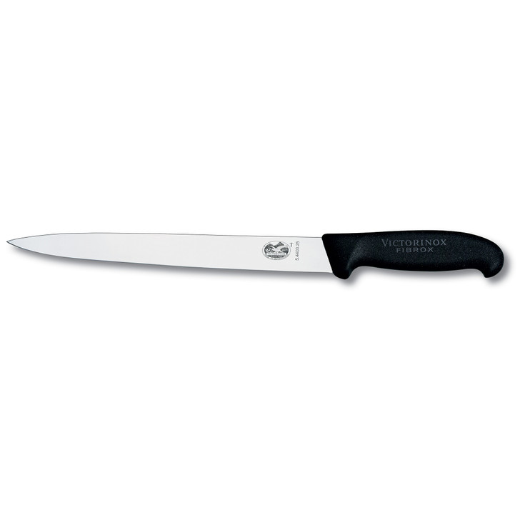 Slicing Knife,25cm Pointed Tip Plain Edge,Fibrox - Black