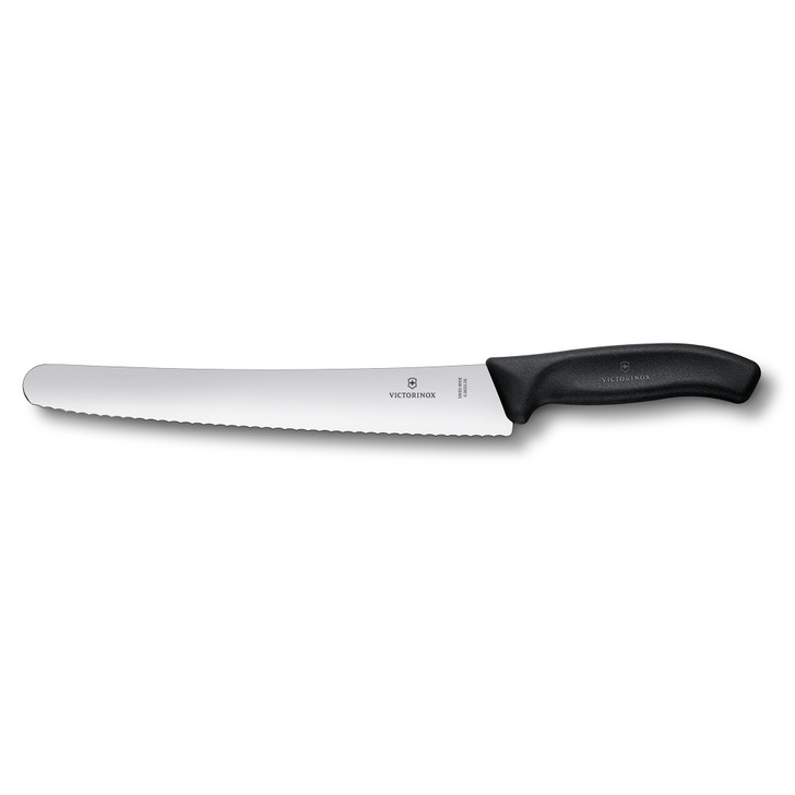 Pastry-Bread Knife,26cm,Round Tip,Wavy Edge,Classic,Black Blister