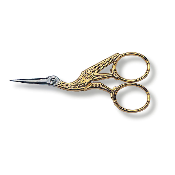 Stork Embroidery Scissors,12cm,gold-plated