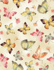 Cotton Print Yarmulkes Allover Butterflies - CREAM