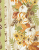 Cotton Print Yarmulkes Pumpkin and Flower Stripe - SAGE