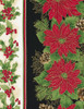 Cotton Print Yarmulkes Poinsettia Holiday Stripe - MULTI