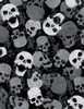 Cotton Print Yarmulkes Tossed Skulls - BLACK