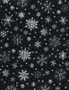 Cotton Print Yarmulkes Snowflakes - BLACK