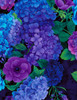 Cotton Print Yarmulkes Hydrangea Bunches - PLUM