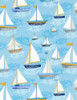 Cotton Print Yarmulkes Sailboats - SEA