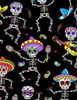 Cotton Print Yarmulkes Dancing Day of the Dead - BRIGHT