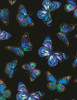 Cotton Print Yarmulkes Butterflies - BLACK