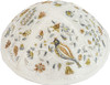 Yair Emanuel Embroidered Kippah Bird-Flowers Gold/Silver - YME-12Z