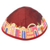 Yair Emanuel Red and Colorful Embroidered Kippah - YME-1M