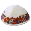 Yair Emanuel White and Colorful Embroidered Kippah - YME-1W