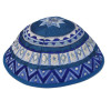 Yair Emanuel Blue Geometrical Abstract Embroidered Kippah - YME-2B