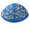 Yair Emanuel Blue Flowers Embroidered Kippah - YME-3B