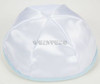 Satin Yarmulkes 6 Panels - Lined - White Satin With Light Blue Rim. Best Quality Bridal Satin