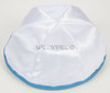 Satin Yarmulkes 6 Panels - Lined - White Satin With Wedgewood Blue Rim. Best Quality Bridal Satin