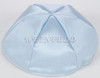 Satin Yarmulkes 6 Panels - Lined - Satin Light Blue With Burgundy Rim. Best Quality Bridal Satin