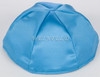 Satin Yarmulkes 6 Panels - Lined - Satin Wedgewood Blue With Silver Rim. Best Quality Bridal Satin