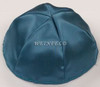 Satin Yarmulkes 6 Panels - Lined - Satin Teal Blue With Brown Rim. Best Quality Bridal Satin