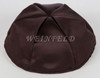 Satin Yarmulkes 6 Panels - Lined - Satin Brown With Silver Rim. Best Quality Bridal Satin