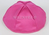 Satin Yarmulkes 6 Panels - Lined - Satin Fuchsia With Silver Rim. Best Quality Bridal Satin