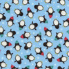 Cotton Print Yarmulkes Kidz Tossed Penguins - Sky