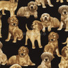 Cotton Print Yarmulkes Dogs  - Black