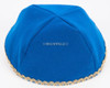 Velour Velvet Yarmulkes - 4 Panels - Lined - Medium Style - With Trim - Royal