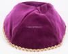 Real Velvet Yarmulkes - 4 Panels - Lined - Medium Style - With Trim - Burgundy