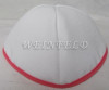 Faux Linen Yarmulkes - White with Fuchsia Pink Rim