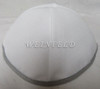 Faux Linen Yarmulkes - White with Grey Rim