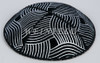 Genuine Suede Yarmulke - Metallic Embossed - Silver Metalic Waves