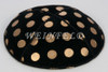 Genuine Suede Yarmulke - Metallic Embossed - Gold Metalic Polka Dots