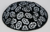 Genuine Suede Yarmulke - Metallic Embossed - Silver Metalic Hamsa Symbols