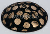 Genuine Suede Yarmulke - Metallic Embossed - Gold Metalic Sea Shells