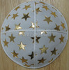 Genuine Suede Yarmulkas - White Metallic Embossed - Gold Metalic Big Stars on White